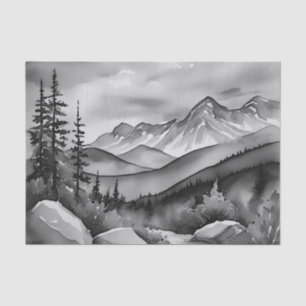 Landschaftsbild Schwarz-Weiß Seidenpapier