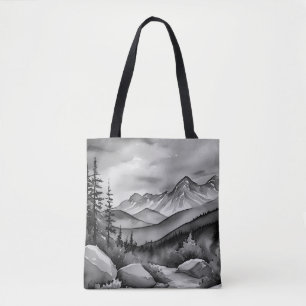 Landschaftsbild Schwarz-Weiß Tasche