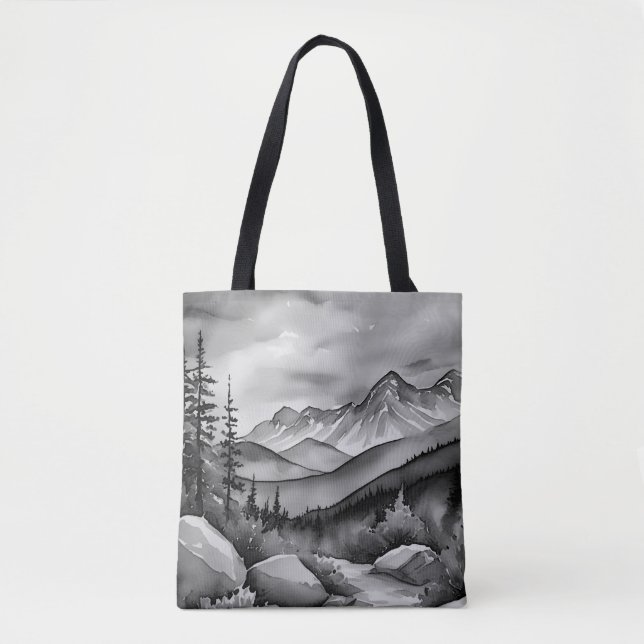 Landschaftsbild Schwarz-Weiß Tasche (Vorderseite)