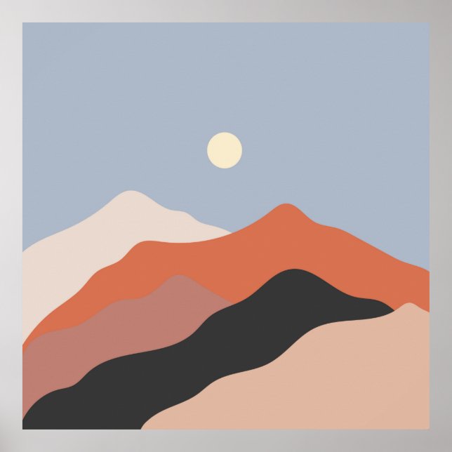 Landschaftsbilder Mitte des Jahrhunderts, minimali Poster (Vorne)