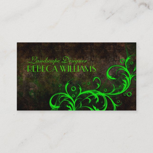 Landschaftsdesigner: Green and Brown Business Card Visitenkarte (Vorderseite)