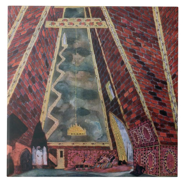 Landschaftsentwurf für Thamar, 1912 (Farbelitho) Fliese (Vorderseite)