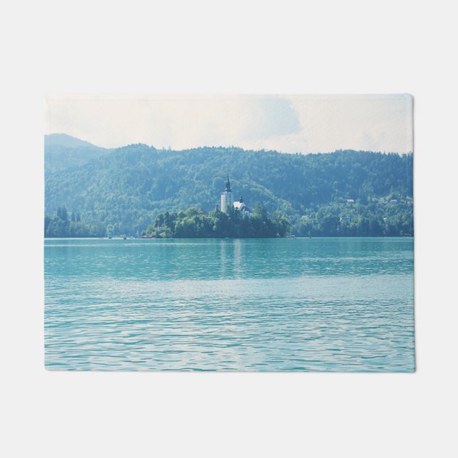 Landschaftsfotografie Lake Mountain Blue Slowenien Fußmatte (Vorderseite)
