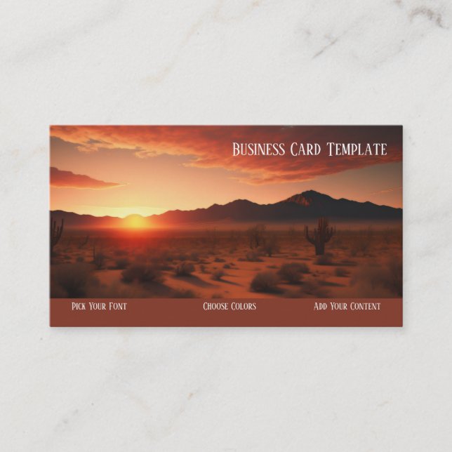 Landschaftsfotografie Sunset Wüste Business Card Visitenkarte (Vorderseite)