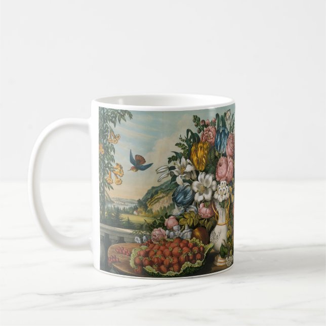 Landschaftsfrucht und Blume Antiquitätenklassik Kaffeetasse (Links)