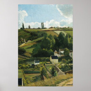 Landschaftsgemälde eines Dorfes im Vintage-Stil Poster