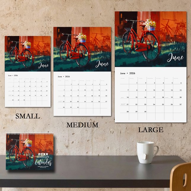 Landschaftsgemälde MITTLERE Größe Kalender (MEDIUM SIZE, Beautiful landscape paintings calendar, business or name on front & back)