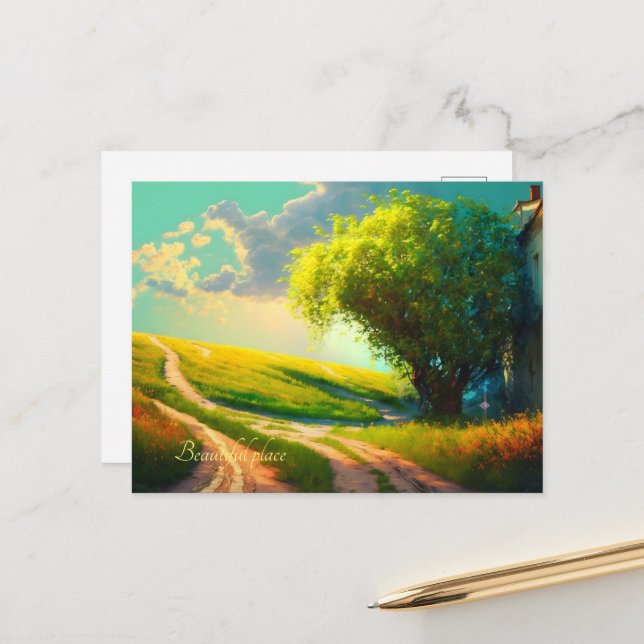 Landschaftskunst der Wiesen Blume Sommermode Postkarte (Vorderseite/Rückseite Beispiel)