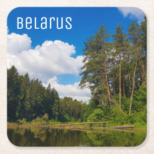 Landschaftslandschaft Canal Sky Belarus Rechteckiger Pappuntersetzer
