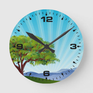 Landschaftslandschaft Runde Wanduhr