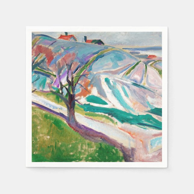 Landschaftsmalerei Edward Munch expressionistische Serviette (Vorderseite)