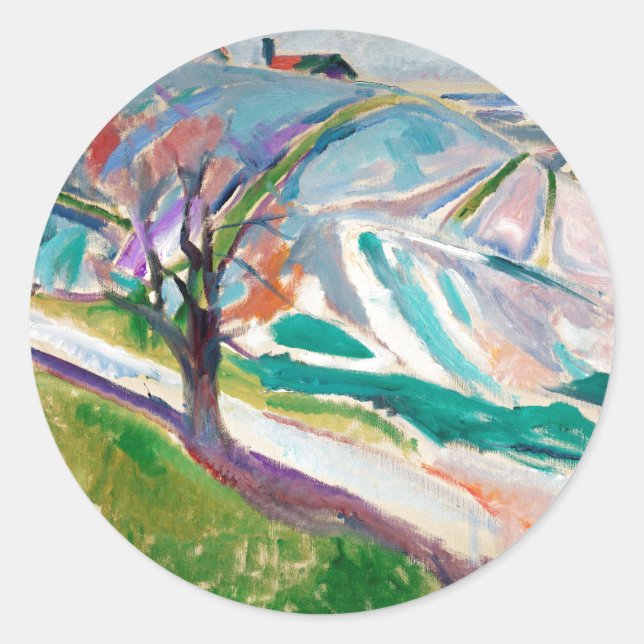 Landschaftsmalerei Edward Munch Runder Aufkleber (Vorderseite)