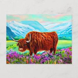 Landschaftsmalerei für Kühe im Hochland Postkarte