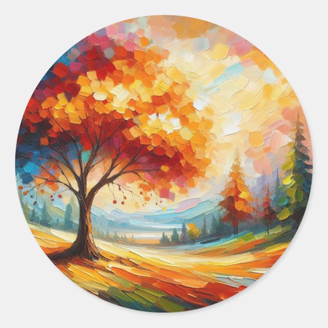 Landschaftsmalerei mit hellen Farben-96771 Runder Aufkleber (Vorderseite)