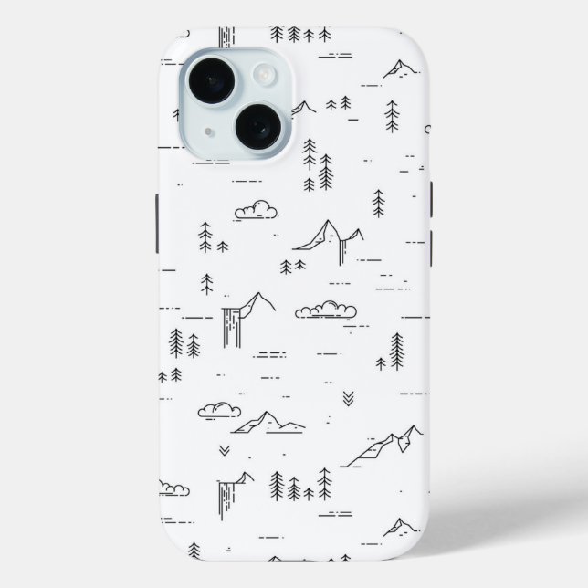 Landschaftsmuster für geometrische Holzlinien Case-Mate iPhone Hülle (Rückseite)