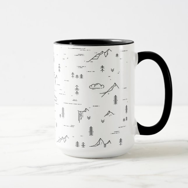 Landschaftsmuster für geometrische Holzlinien Tasse (Rechts)