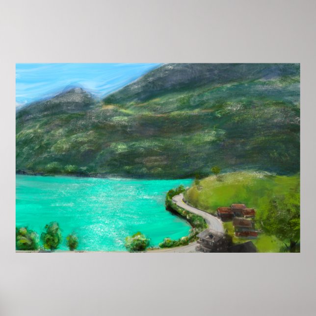 Landschaftsölpastellmalerei Schweiz Poster (Vorne)