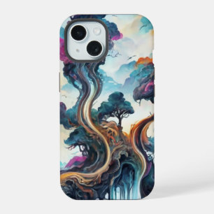 Landschaftssaal mit Wasserfarben iPhone 15 Hülle