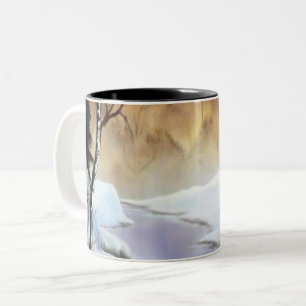 Landschaftsschnee Schneefall Winter Zweifarbige Tasse