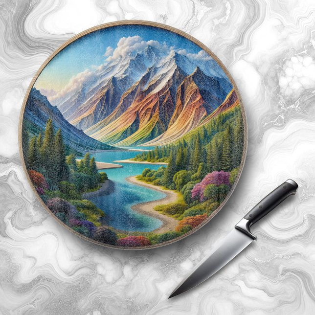 Landschaftsschnitt / Seascape / Skyscape Schneidebrett (Nature Woodcut of Landscape Seascape Skyscape Cover Photo)