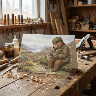 Landschaftsschnitzbär Traditioneller Vatertag Karte
