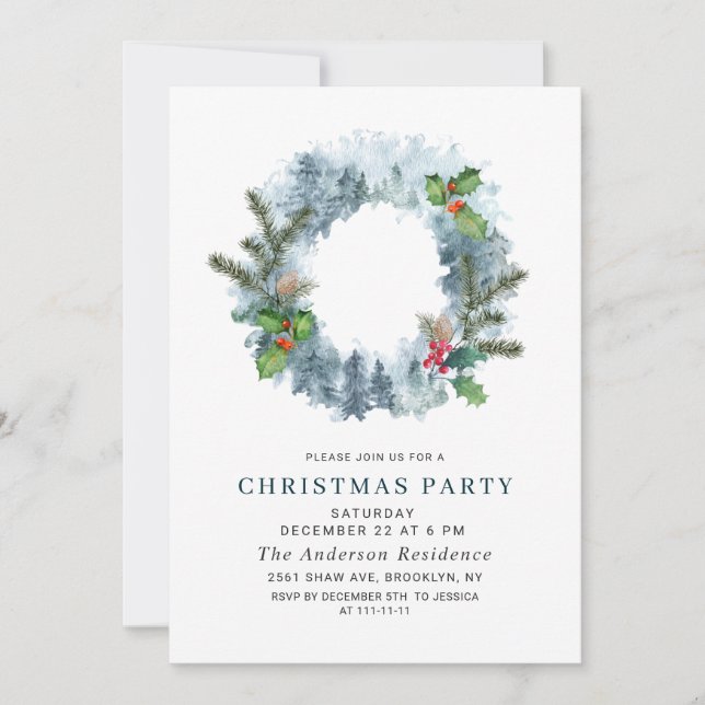 Landschaftswüstenwälder Weihnachtsfeiertag Party Einladung (Vorderseite)
