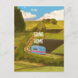 Landschaftszug Anime Cartoon Adenture Postkarte
