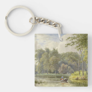 Landschap traf Figuren in Roeibootje Vintag Schlüsselanhänger
