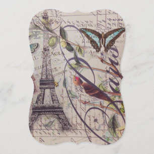 Landschmetterling Paris-Eiffelturm des Skriptes Einladung