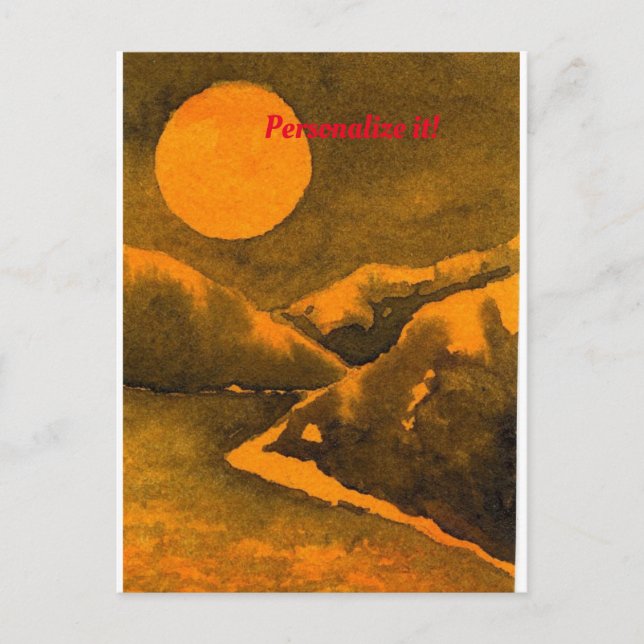 Landsee nachts mit Jägern oder Erntemond Postkarte (Vorderseite)