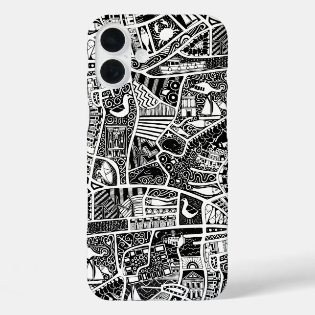 Landseebad Schwarz iPhone 16 Plus Hülle (Rückseite)