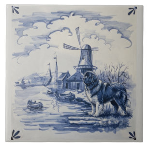 Landseer am niederländischen Hafen Fliese