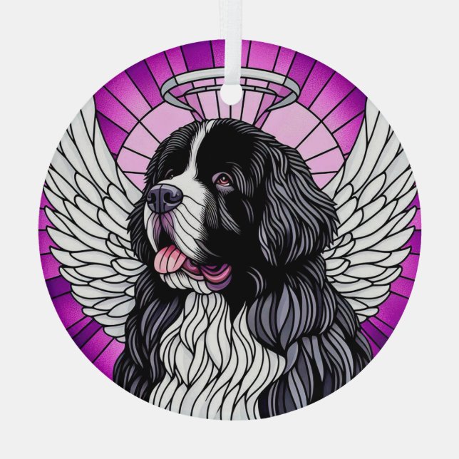 Landseer Neufundland Dog Angel Circle Ornament (Rückseite)