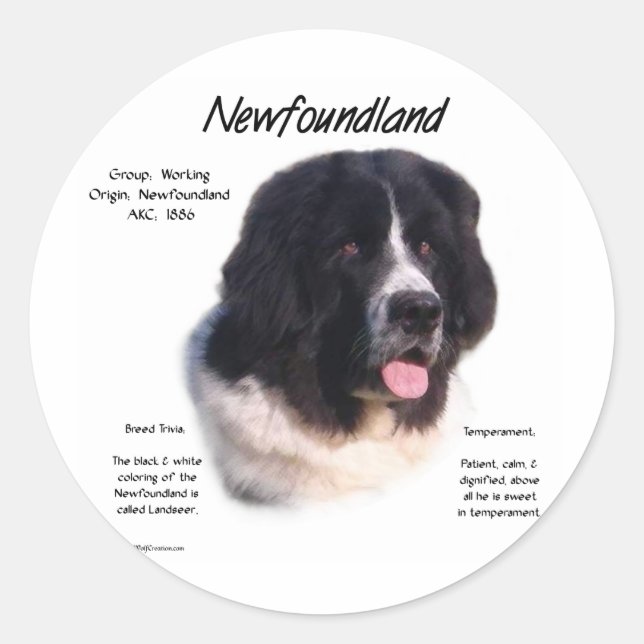 Landseer Neufundland Geschichte, I Liebe neu Runder Aufkleber (Vorderseite)