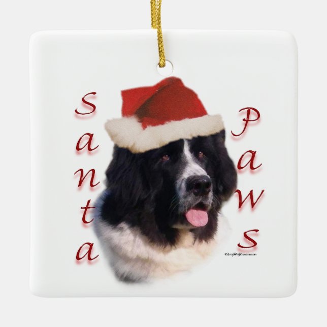Landseer Neufundland Santa Paws Keramikornament (Vorderseite)