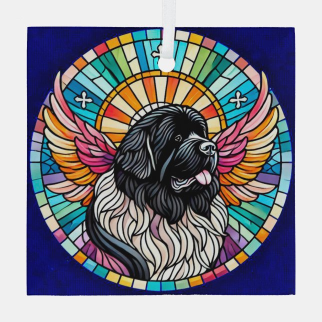 Landseer Newfundland Suncatcher Memorial Ornament (Rückseite)