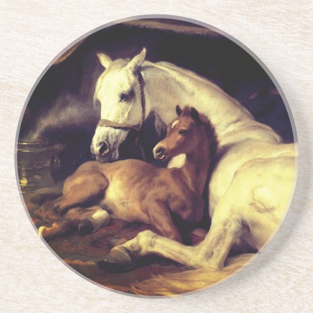 Landseer Pferde Getränkeuntersetzer (Vorne)