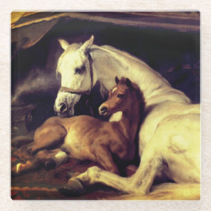 Landseer Pferde Glasuntersetzer