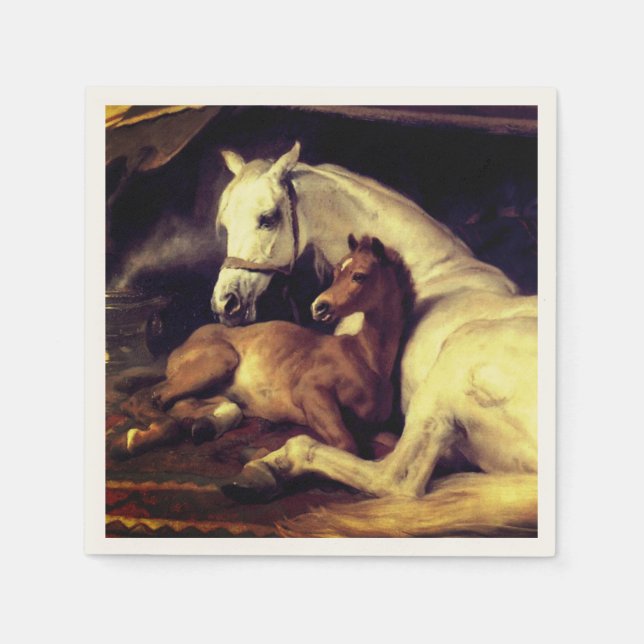 Landseer Pferde Serviette (Vorderseite)