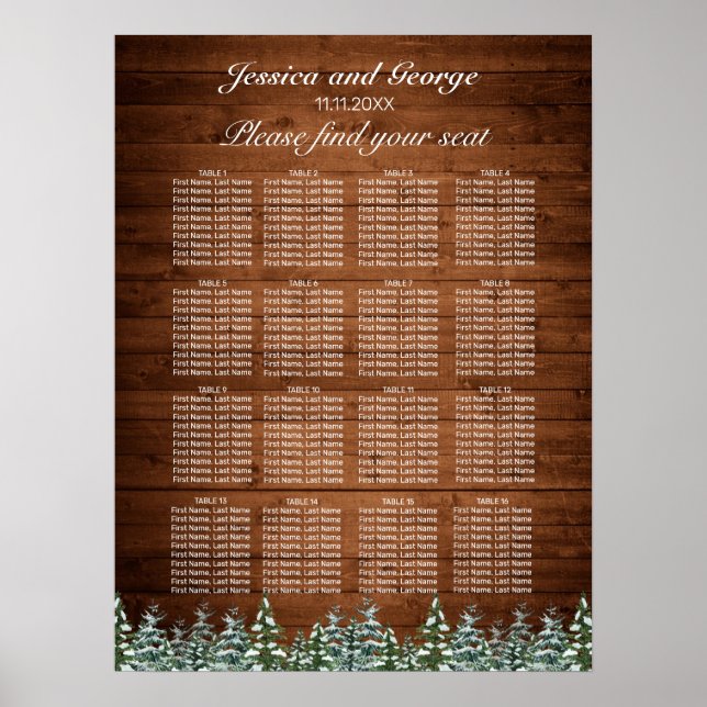 Landsitzkarte 16 Tische für den Schneewald Poster (Vorne)