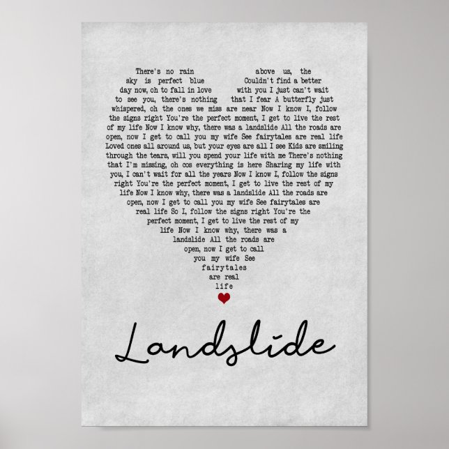 Landslide Graues Herz Song Lyrica Kunst, Dichtung  Poster (Vorne)