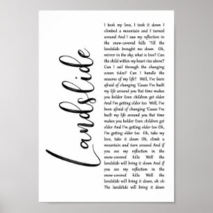 Landslide Weiße Schrift Song Lyrik Wand Printing Poster