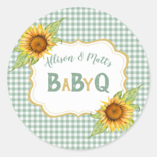 Landsonnenblumen Salbei Grün Kariert BBQ BabyQ Runder Aufkleber