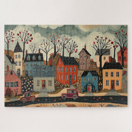 Landstadt im Herbst - Wasserfarbe