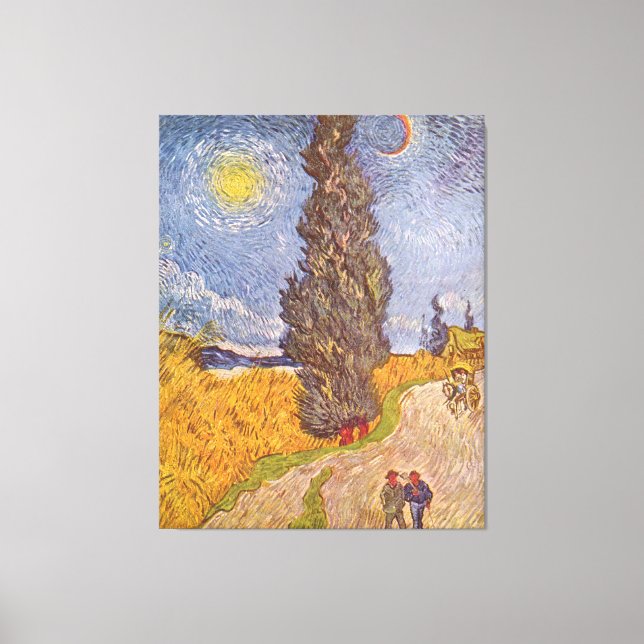 Landstraße mit Zypresse Vincent van Gogh Leinwanddruck (Vorderseite)