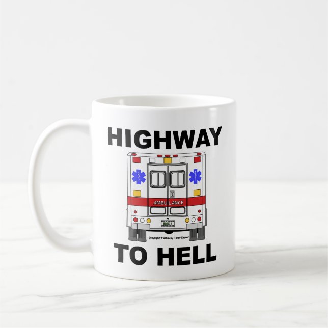 Landstraße zum Höllen-Krankenwagen - Schale Kaffeetasse (Links)