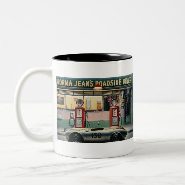 Landstraßen-Kalender Girl.tif des Zweifarbige Tasse (Links)
