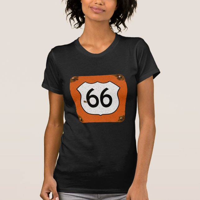 Landstraßen-Zeichen des Weg-66 T-Shirt (Vorderseite)