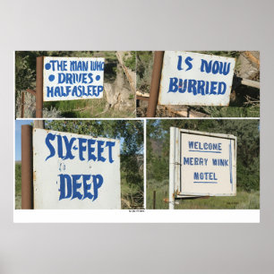 Landstraßen-Zeichen, fröhliches Wink-Motel Poster