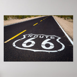 Landstraßenmarkierung des Weges 66, Arizona Poster